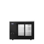 Atosa SBB48SGGRAUS2 48" Black Shallow Depth Back Bar Cooler with Sliding Glass Doors, 11.5 Cu. Ft.