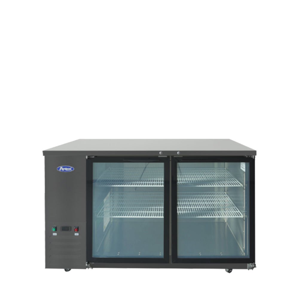 Atosa SBB59GGRAUS2 59" Black Shallow Depth Back Bar Cooler with Glass Doors, 15 Cu. Ft.