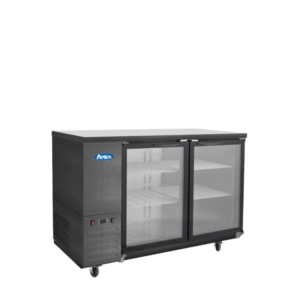 Atosa SBB59GGRAUS2 59" Black Shallow Depth Back Bar Cooler with Glass Doors, 15 Cu. Ft.