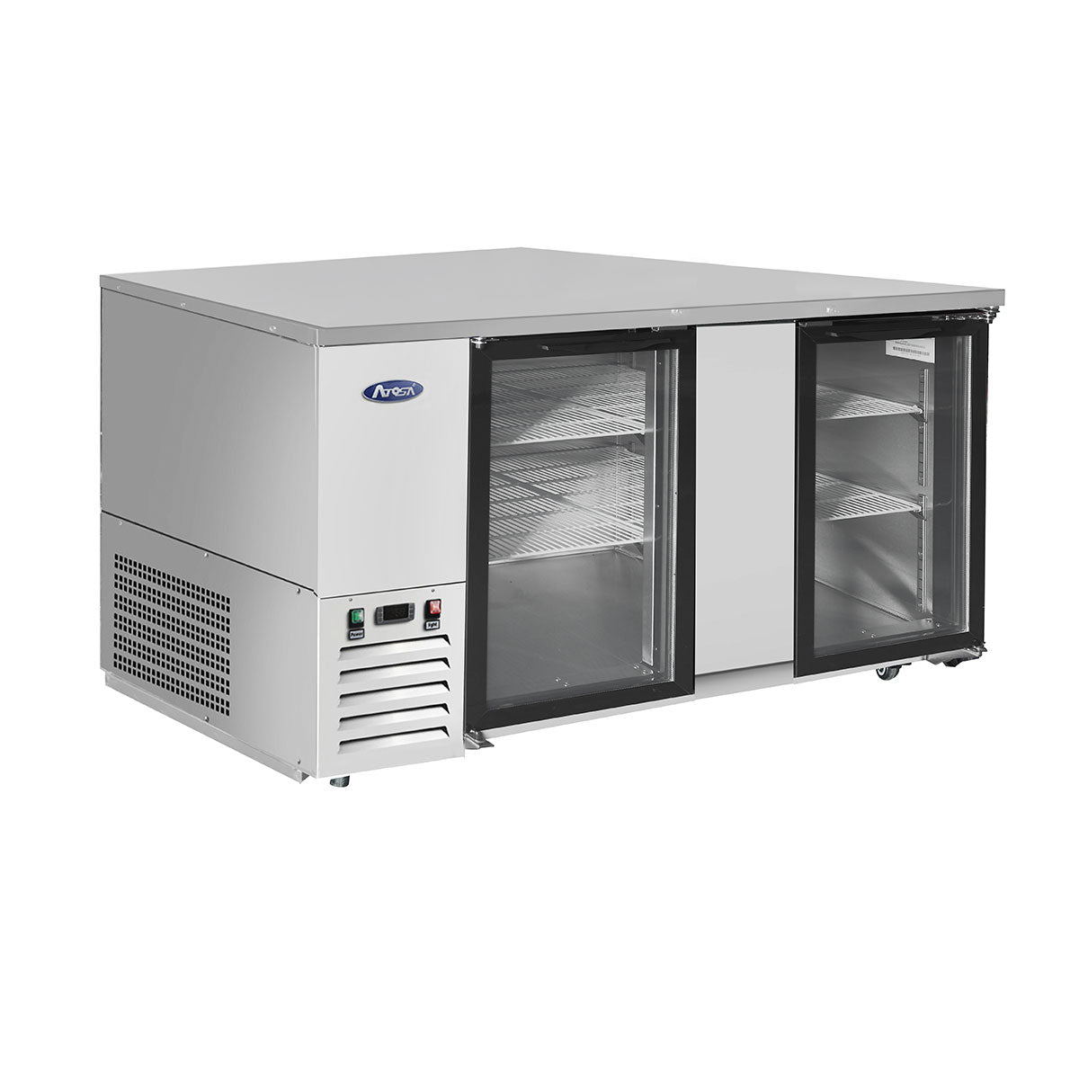ATOSA SBB69GGRAUS1 — 69″ Shallow Depth Back Bar Cooler with Glass Doors, (S/S Exterior), 18.6 Cu. Ft.
