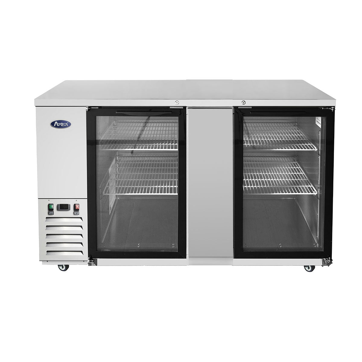 ATOSA SBB69GGRAUS1 — 69″ Shallow Depth Back Bar Cooler with Glass Doors, (S/S Exterior), 18.6 Cu. Ft.