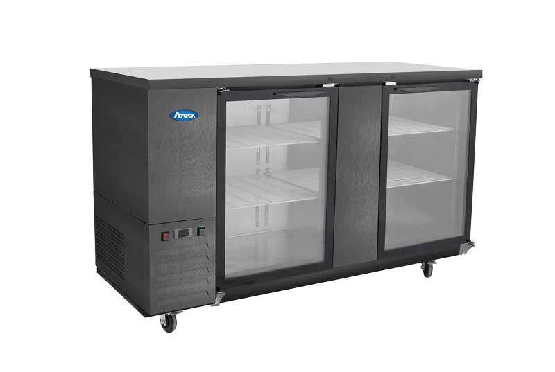 ATOSA SBB69GGRAUS2 — 69″ Black Shallow Depth Back Bar Cooler with Glass Doors, (Black Exterior), 18.6 Cu. Ft.