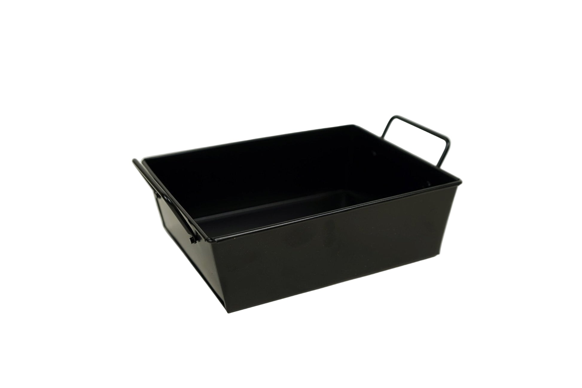 Rectangle Galvanized Metal Bread Basket with handles - Black - 8 Inch.