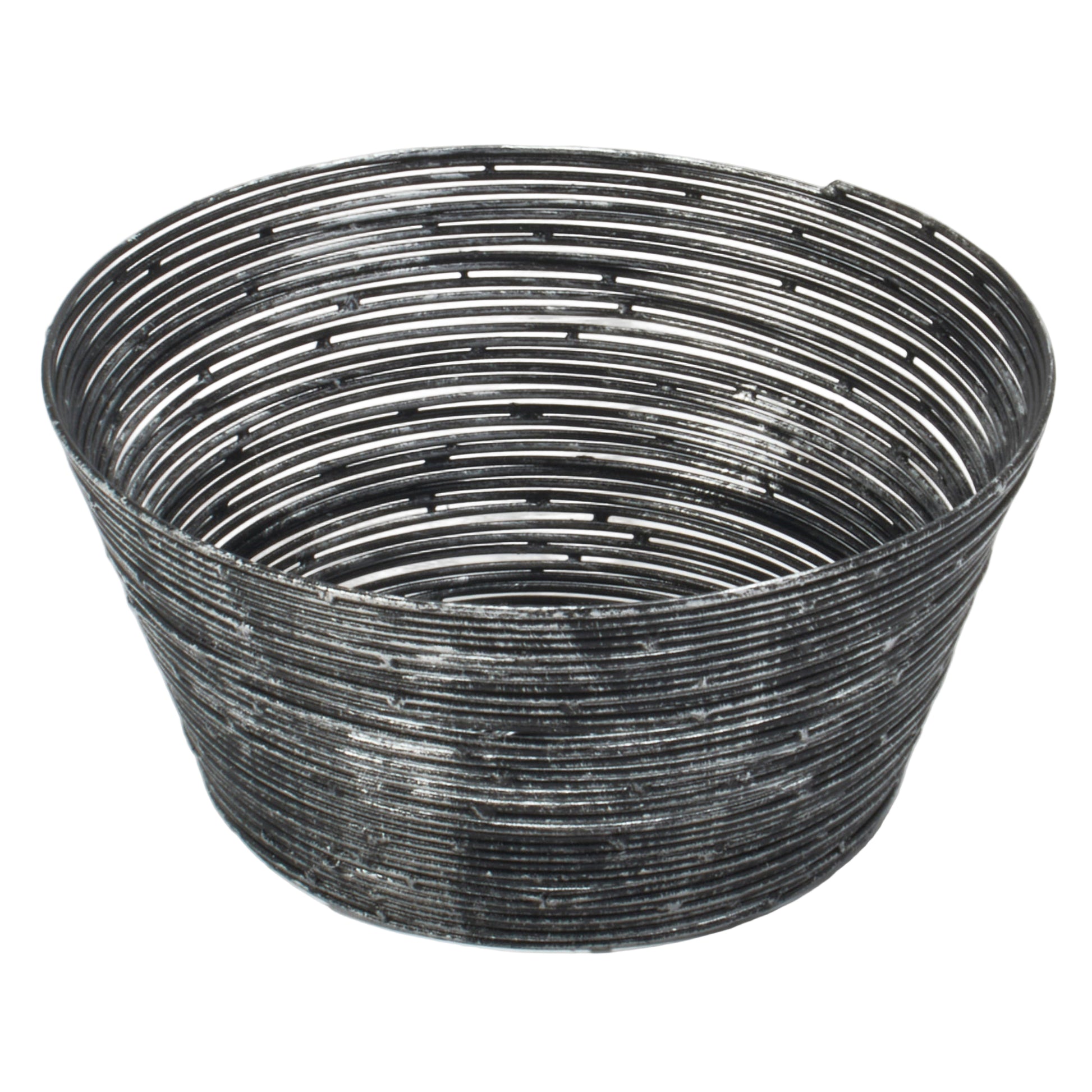 Black/Silver Wire Round Bread Basket - 6 Inch.