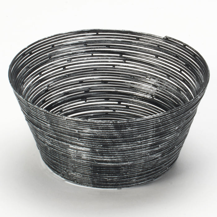 Black/Silver Wire Round Bread Basket- 6 Inch.