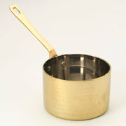 Hammered Brass Gold Sauce Pan serving bowl with Brass Handle - 20 Oz.