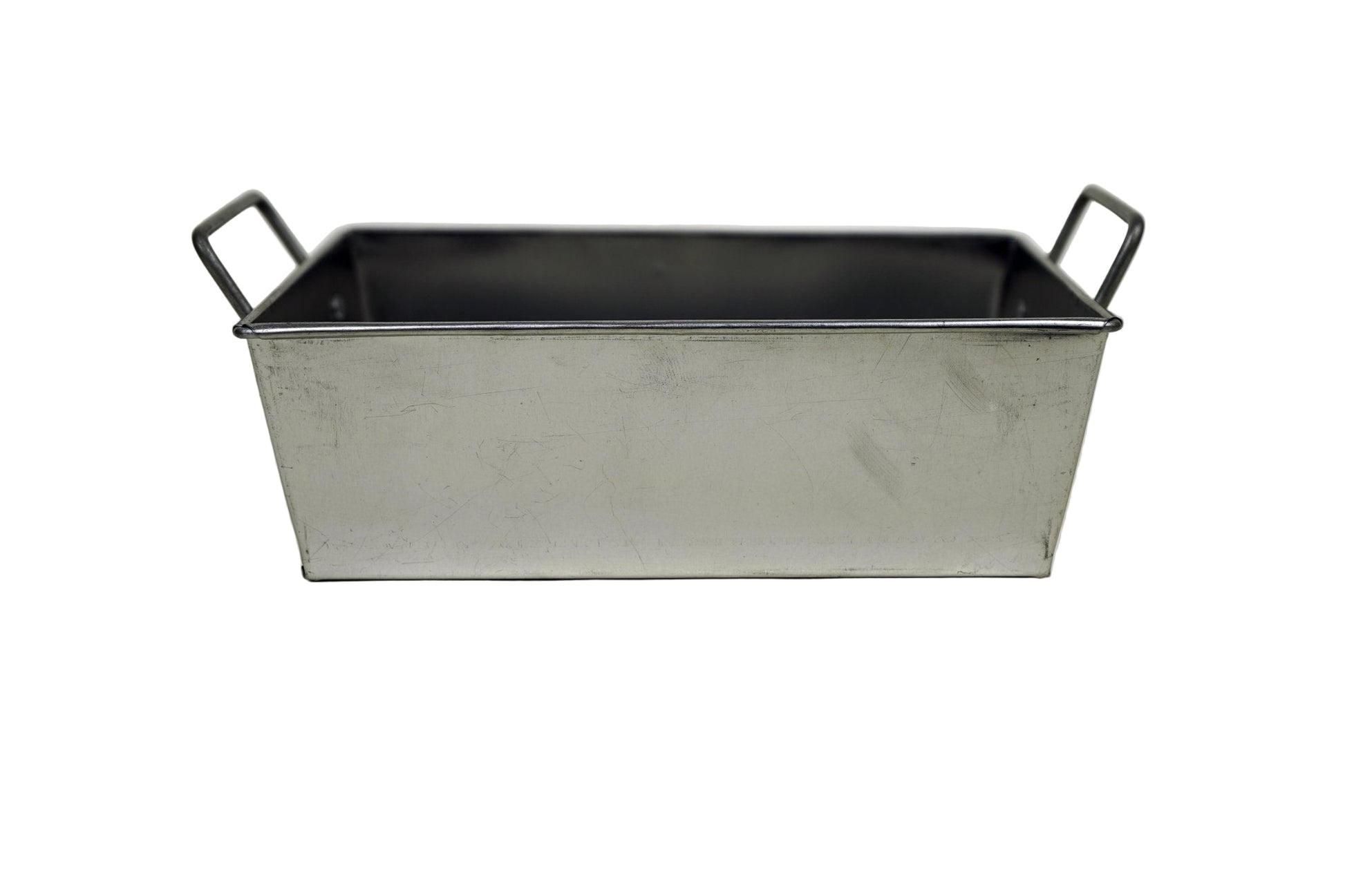 Rectangle Galvanized Metal Bread Basket with handles - Silver - 8 Inch.