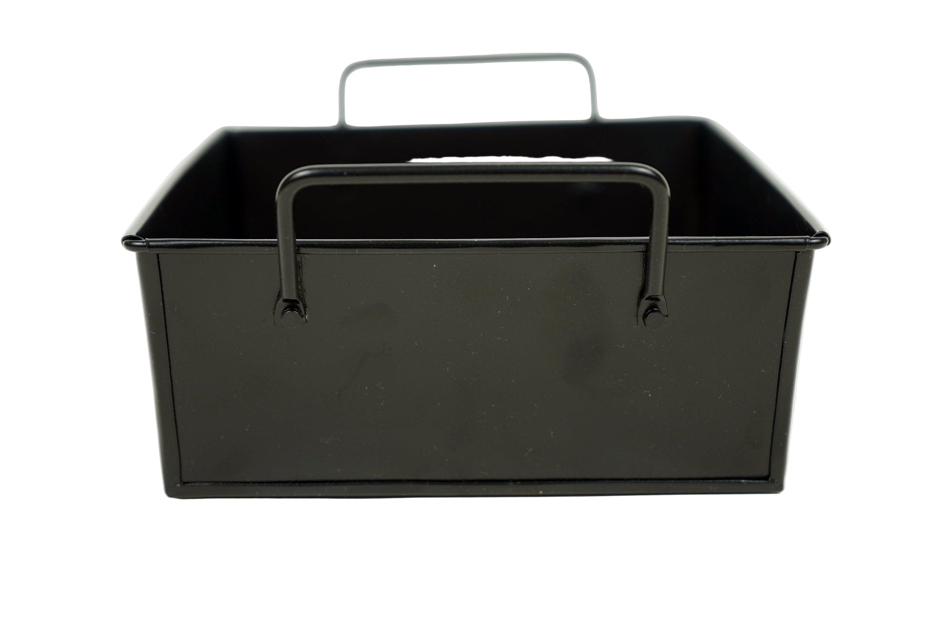 Rectangle Galvanized Metal Bread Basket with handles - Black - 8 Inch.