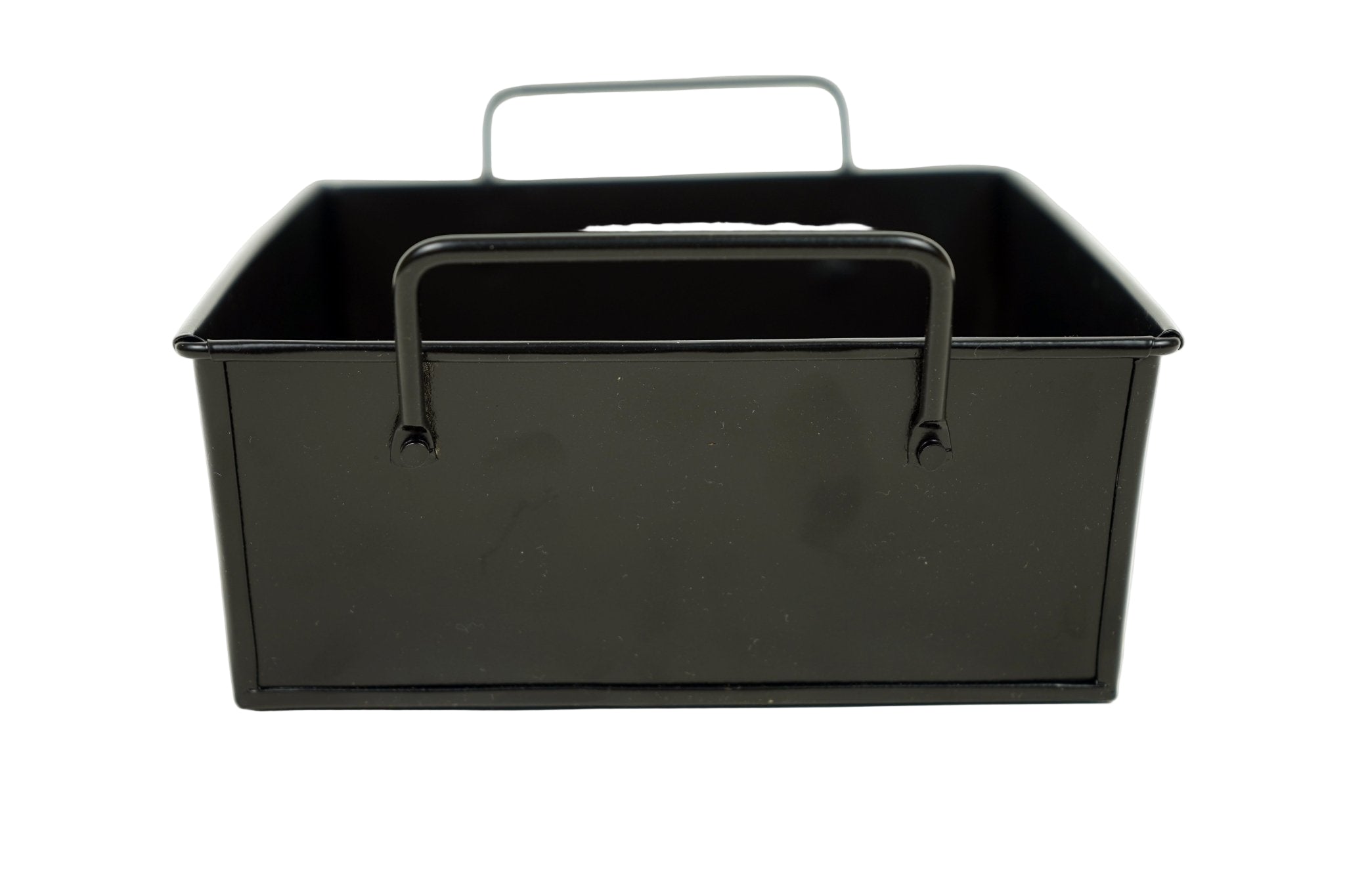 Rectangle Galvanized Metal Bread Basket with handles - Black - 8 Inch.