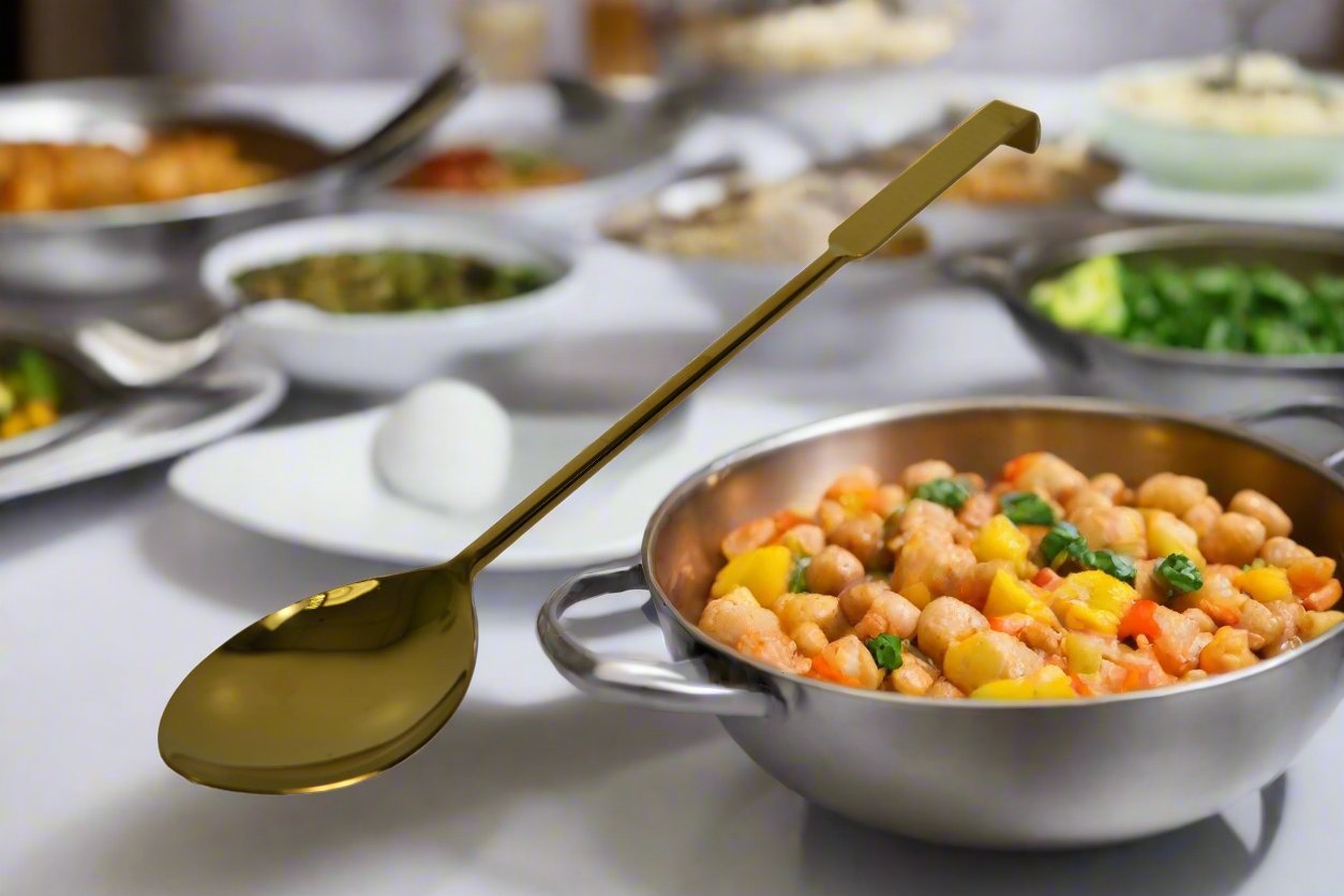 Gold Stainless Steel Buffet Ladle spoon - Oval - 15 Inches