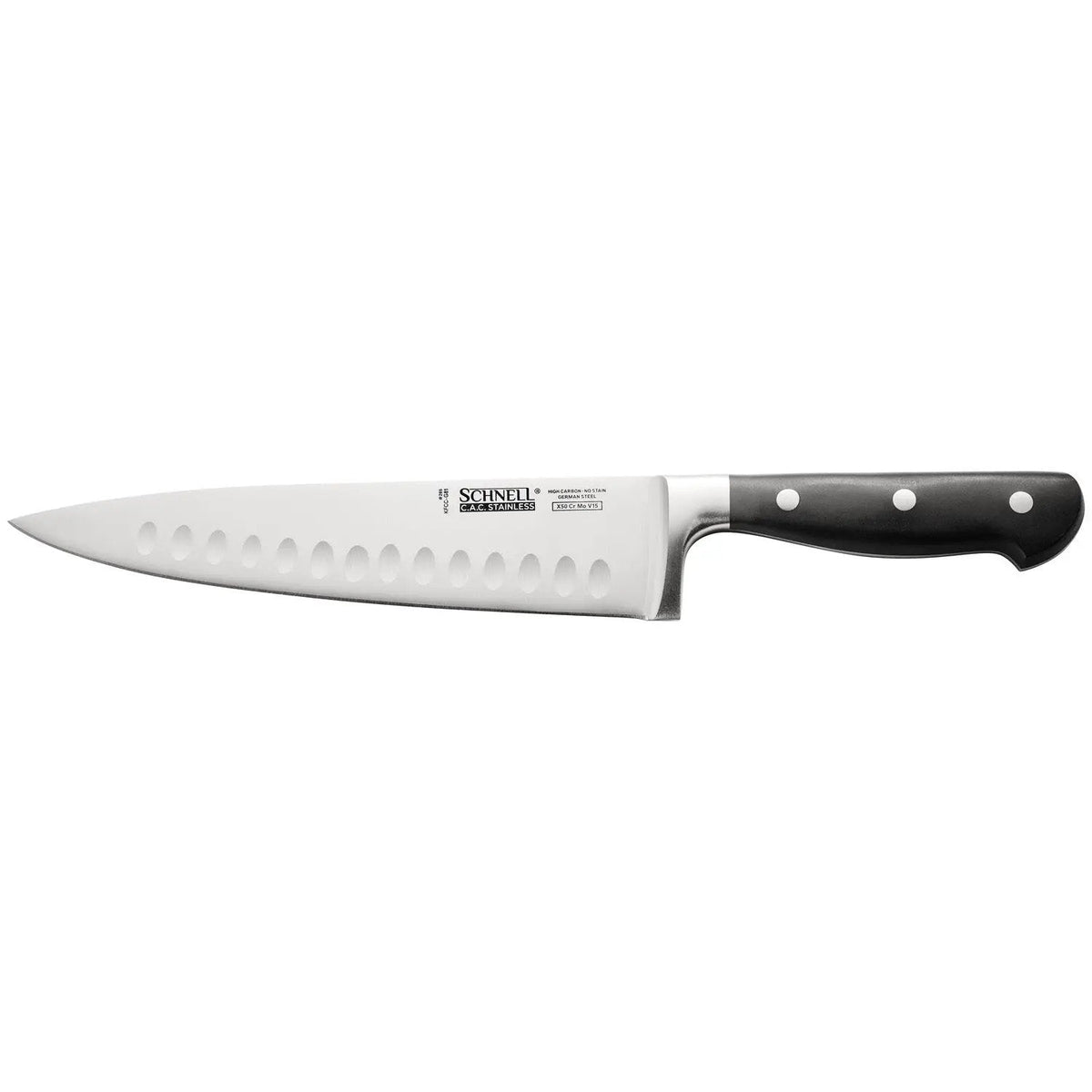 CAC China KFCC-G81 Schnell Chef Knife 8", Granton Edge Case Pack of 6/36 by CAC China (cac-china-kfcc-g81-schnell-chef-knife-8-granton-edge-case-pack-of-6-36)