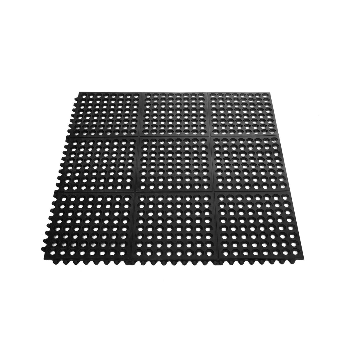 CAC China RMAT-33BK 3' x 3' Black Interlocking Rubber Floor Mat Product Image