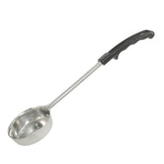 CAC China SPCS-8K 8 oz. Solid Stainless Steel Portion Spoon with Black Handle Product Image