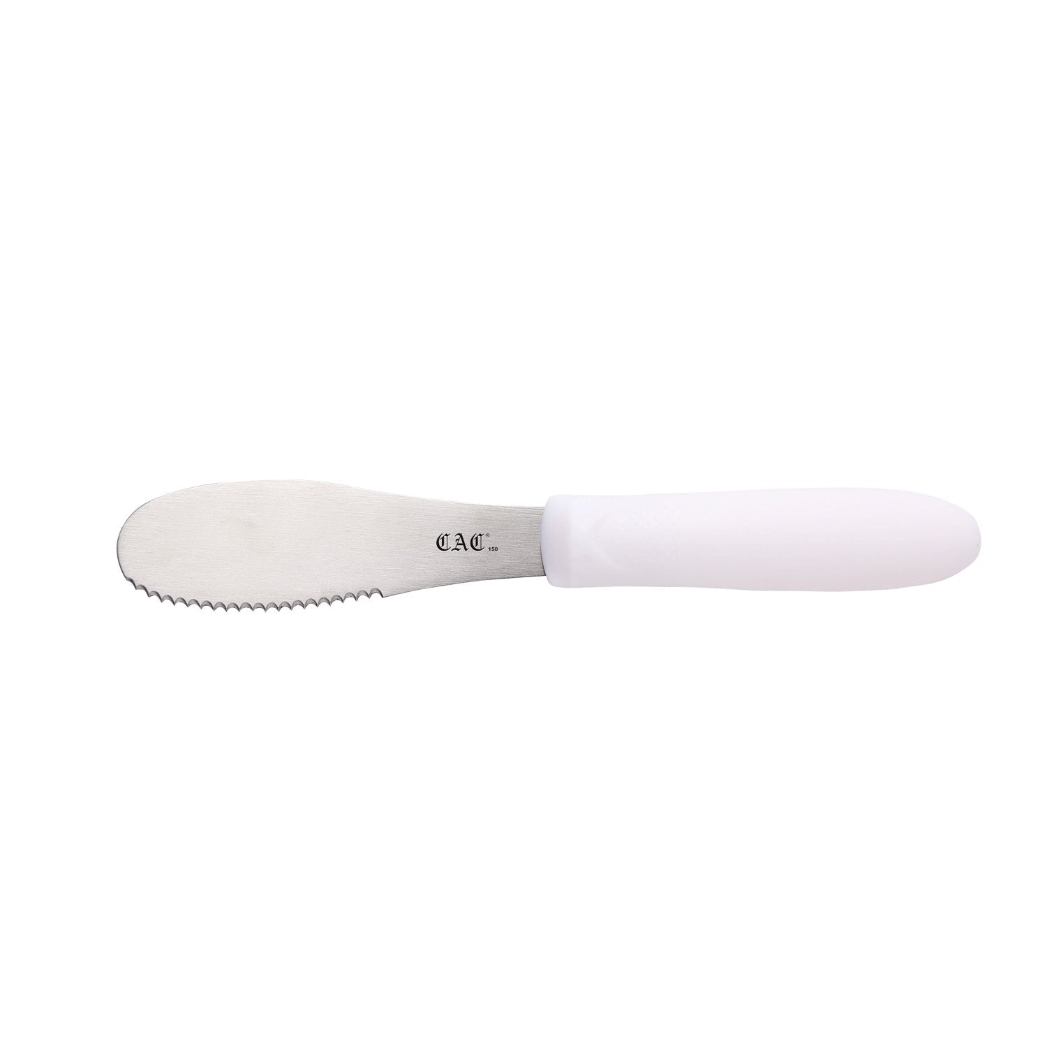 CAC China SPSP-4WT Spreader SS Serrated Plastic Hdl 3-7/8" White Case Pack of 12/144 by CAC China (cac-china-spsp-4wt-spreader-ss-serrated-plastic-hdl-3-7-8-white-case-pack-of-12-144)