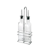CAC China W2SQ-8S 8 oz. Oil and Vinegar Cruet Set with Rack, 3-Piece Product Image