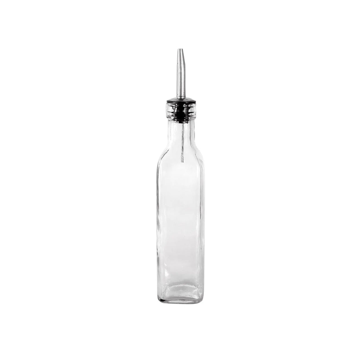 CAC China W3SQ-8BT 8 oz. Glass Oil and Vinegar Cruet with Stainless Steel Pourer Product Image