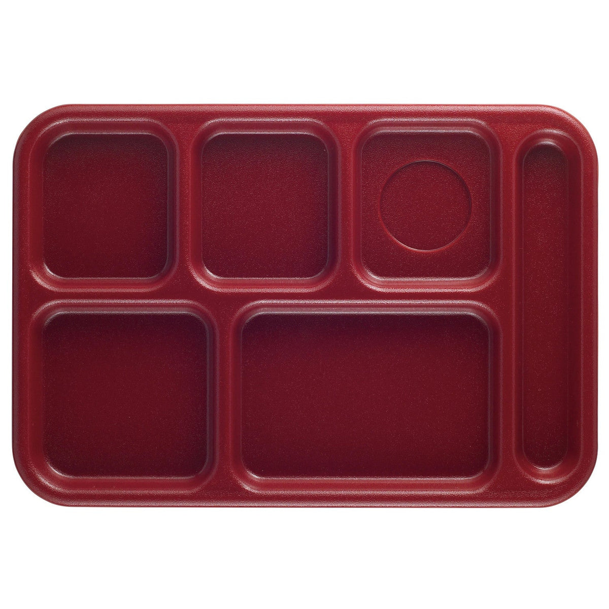 Cambro 10146CW416 Camwear School Compartment Tray, 6 Compartments, 10" x 14 1/2" - Cranberry