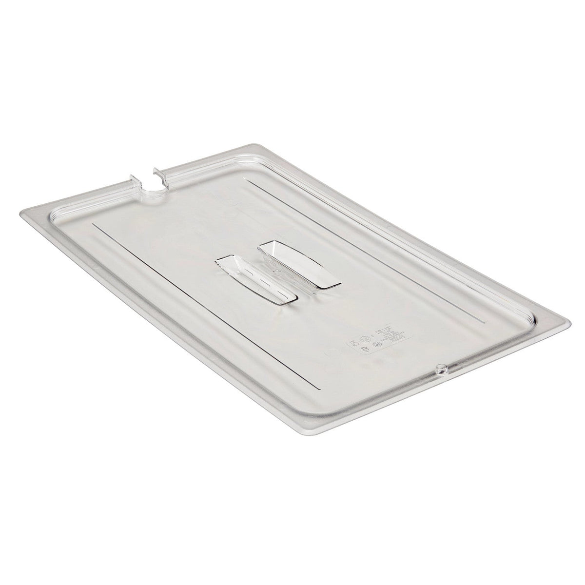 Cambro 10CWCHN135 Camwear Full Size Food Pan Notched Cover w/Handle, 20 7/8" x 12 3/4" - Clear