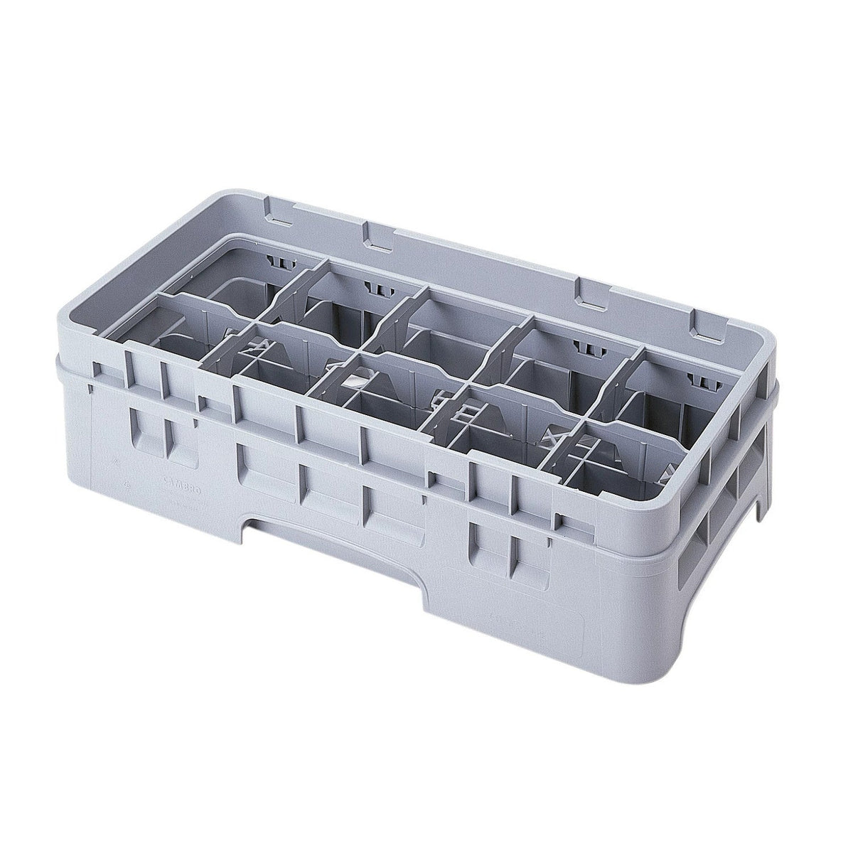 Cambro 10HC414151 Camrack Half Size, 10 Compartment Cup Rack, 4 1/4" Max Cup Height - Soft Gray