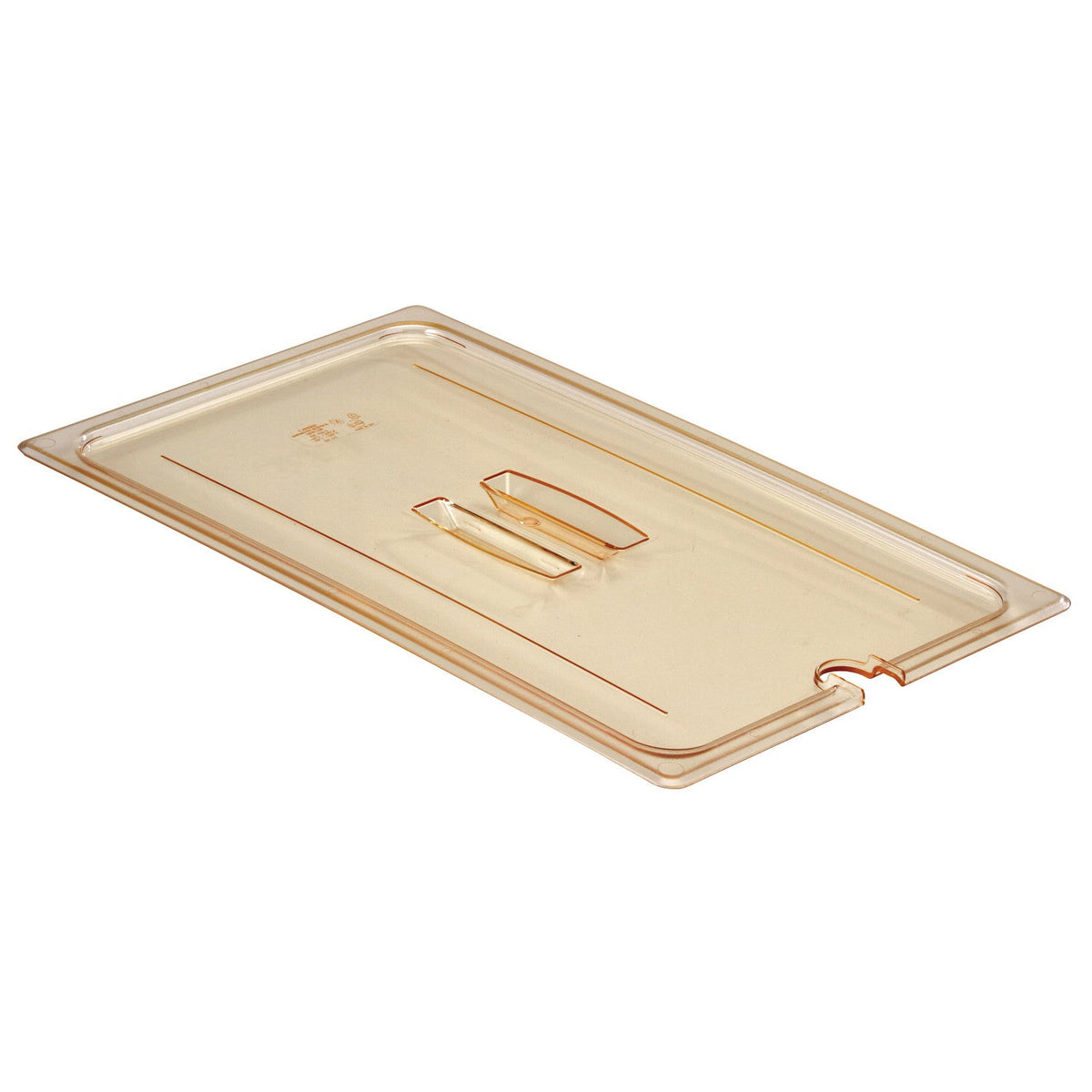 Cambro 10HPCHN150 H-Pan High Heat Notched cover w/ Handle, Full Size Food Pan Lid - Amber