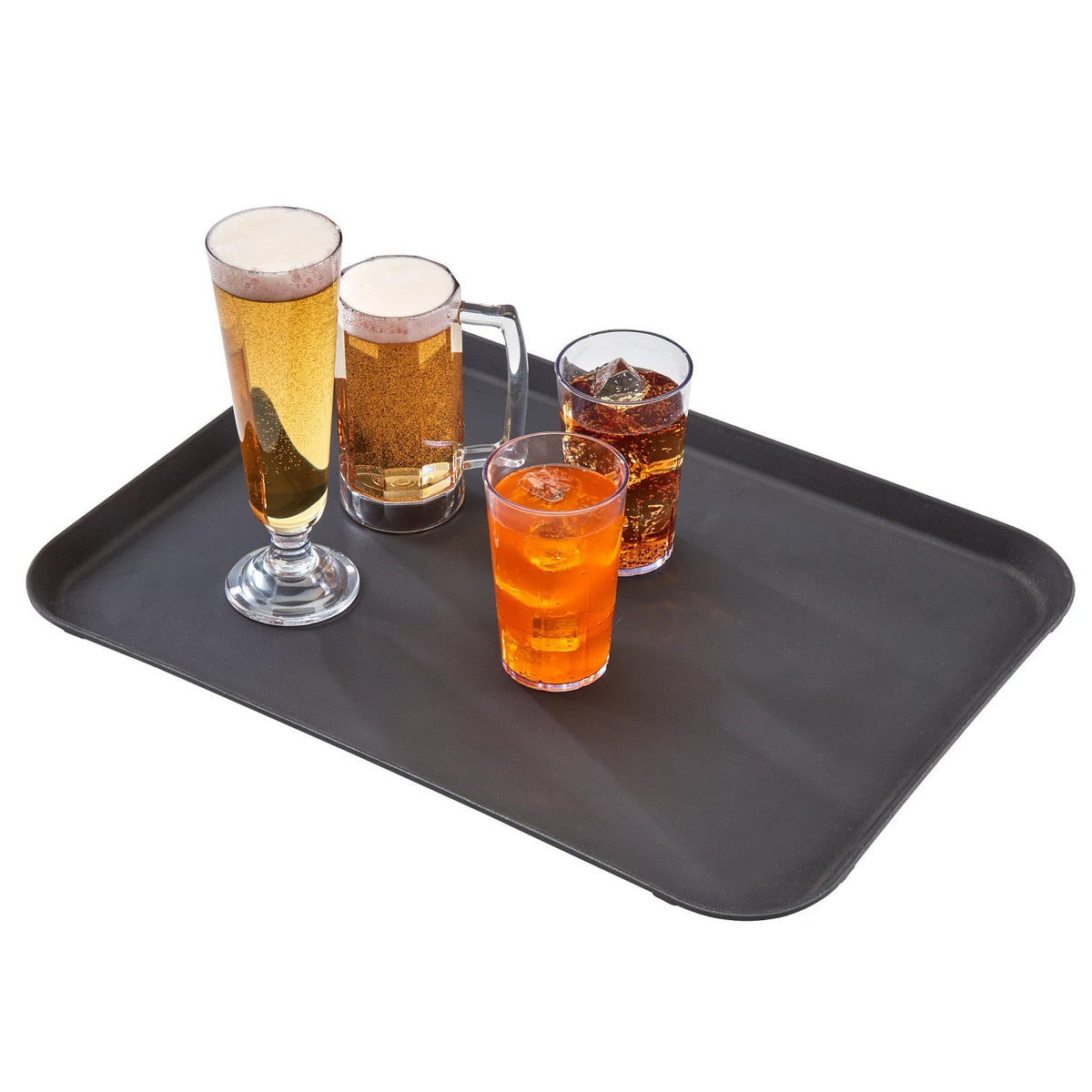 Cambro 1622CT110 Camtread Rectangular Non-Skid Serving Tray, 22" x 16" - Black
