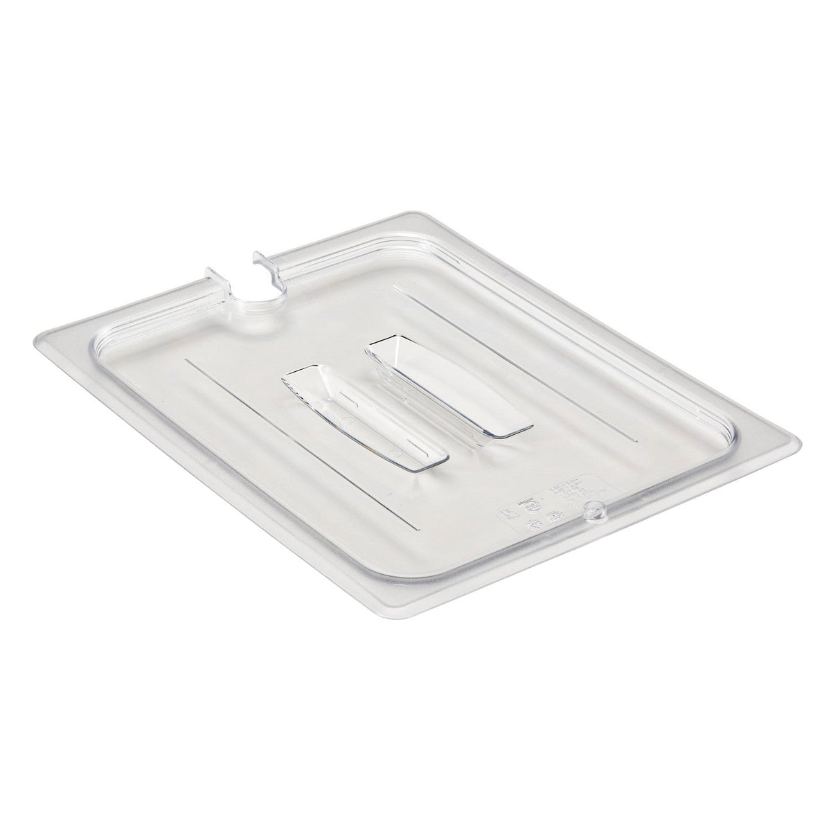 Cambro 20CWCHN135 Camwear Half Size Food Pan Notched Cover w/Handle, 12 3/4" x 10 7/16" - Clear