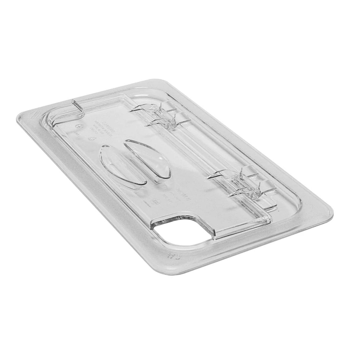 Cambro 30CWLN135 Camwear Third Size FlipLid, Notched, 12 3/4" x 6 15/16" - Clear