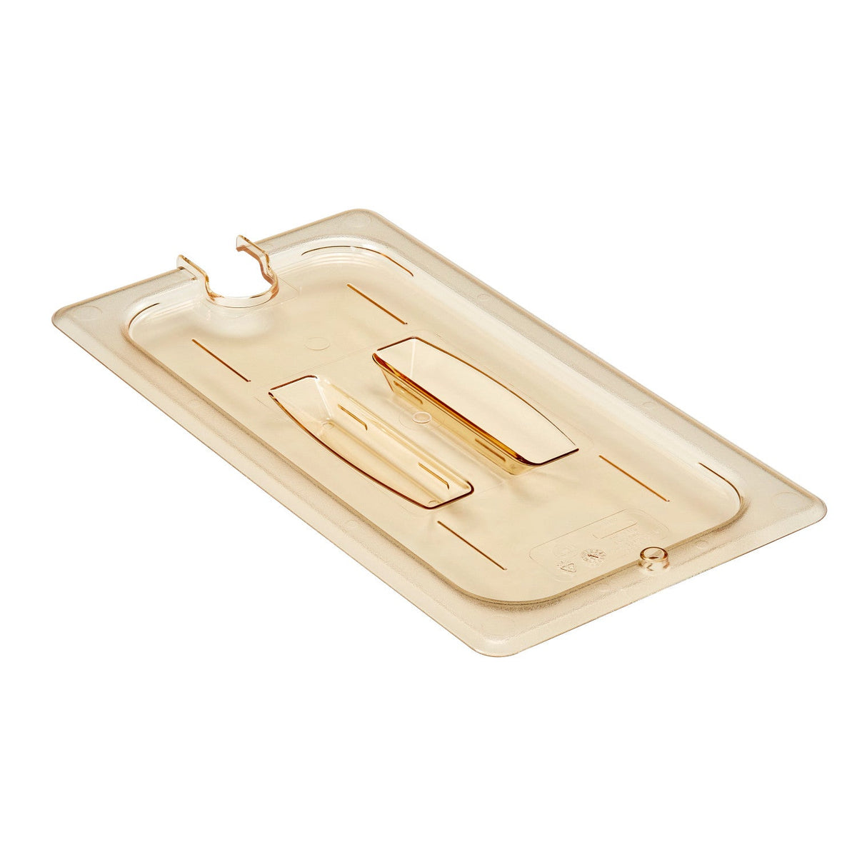 Cambro 30HPCHN150 H-Pan High Heat Notched Cover w/ Handle, Third Size Food Pan Lid - Amber
