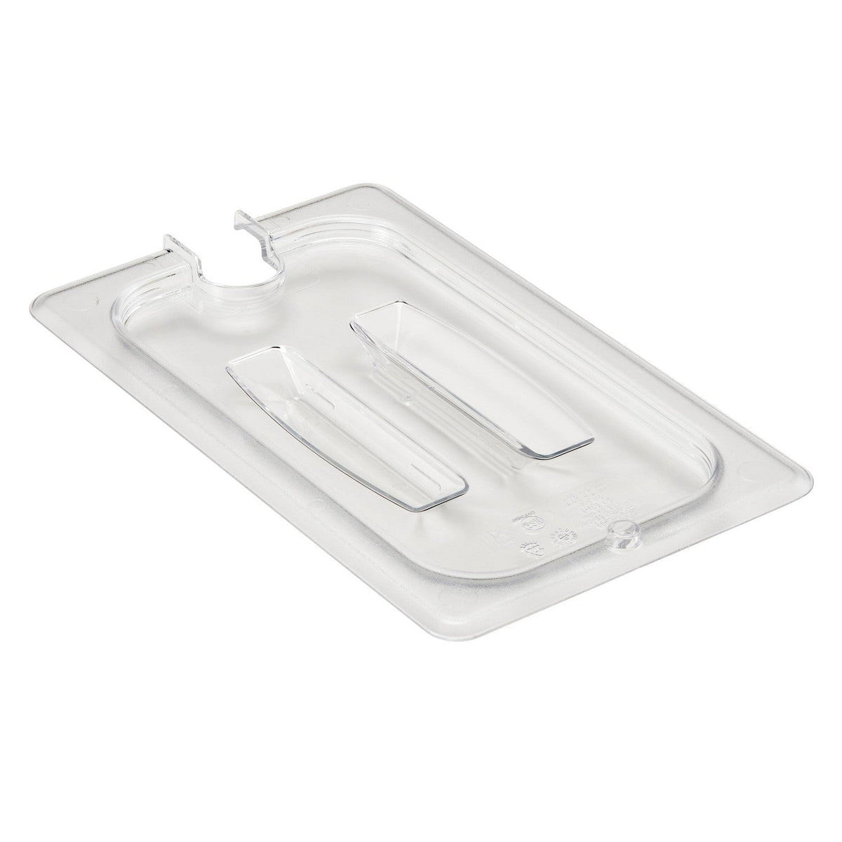 Cambro 40CWCHN135 Camwear Fourth Size Food Pan Notched Cover w/Handle, 10 7/16" x 6 3/8" - Clear