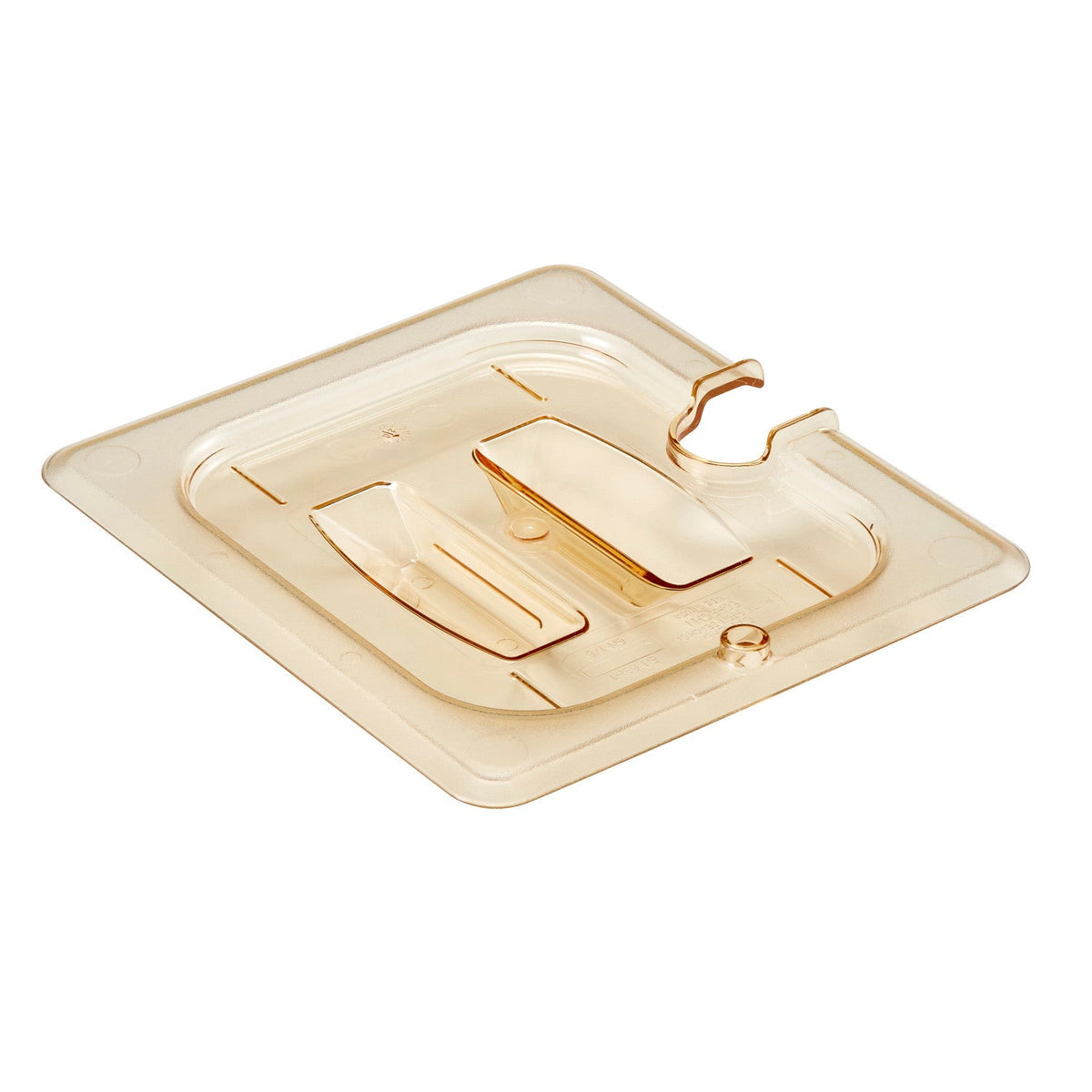 Cambro 60HPCHN150 H-Pan High Heat Notched Cover w/ Handle, Sixth Size Food Pan Lid - Amber