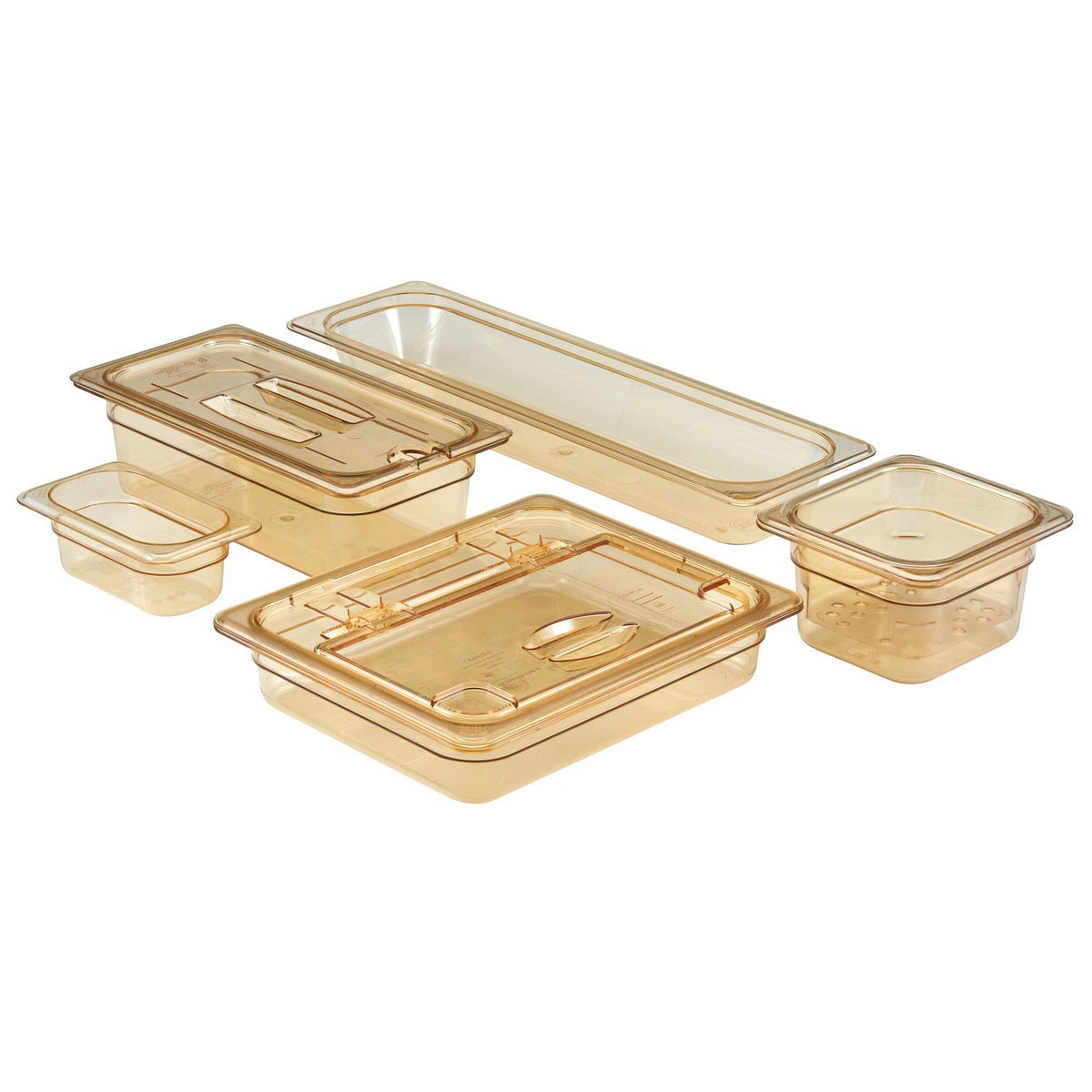 Cambro 64HP150 H-Pan One Sixth Size High Heat Food Pan, 4" Deep, 1.6 qt. - Amber
