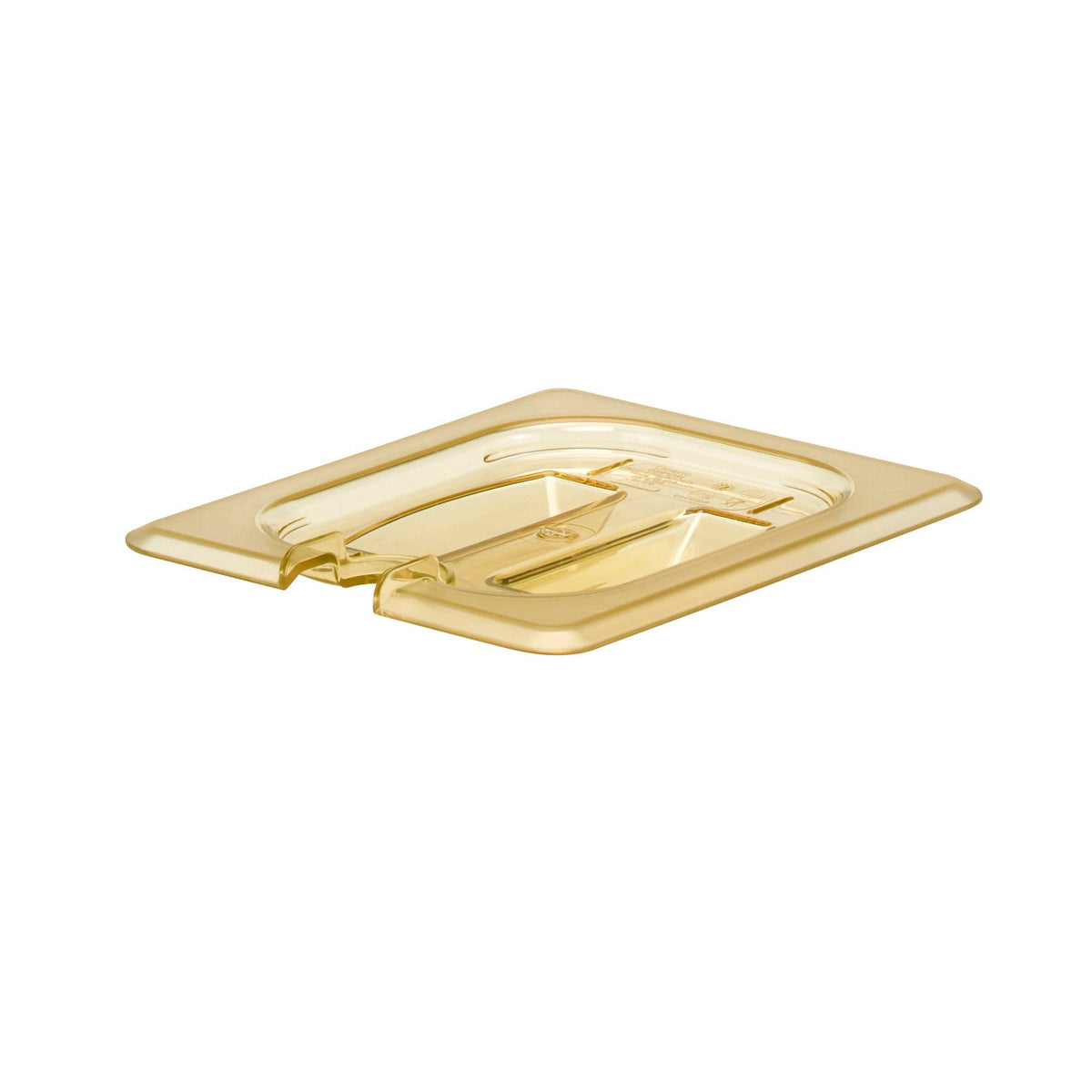 Cambro 80HPCHN150 H-Pan High Heat Notched Cover w/ Handle, Eighth Size Food Pan Lid - Amber