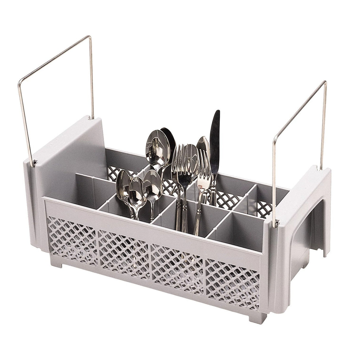 Cambro 8FB434151 Camrack 8 Comp Flatware Basket, with handles, 7 1/4" H - Soft Gray