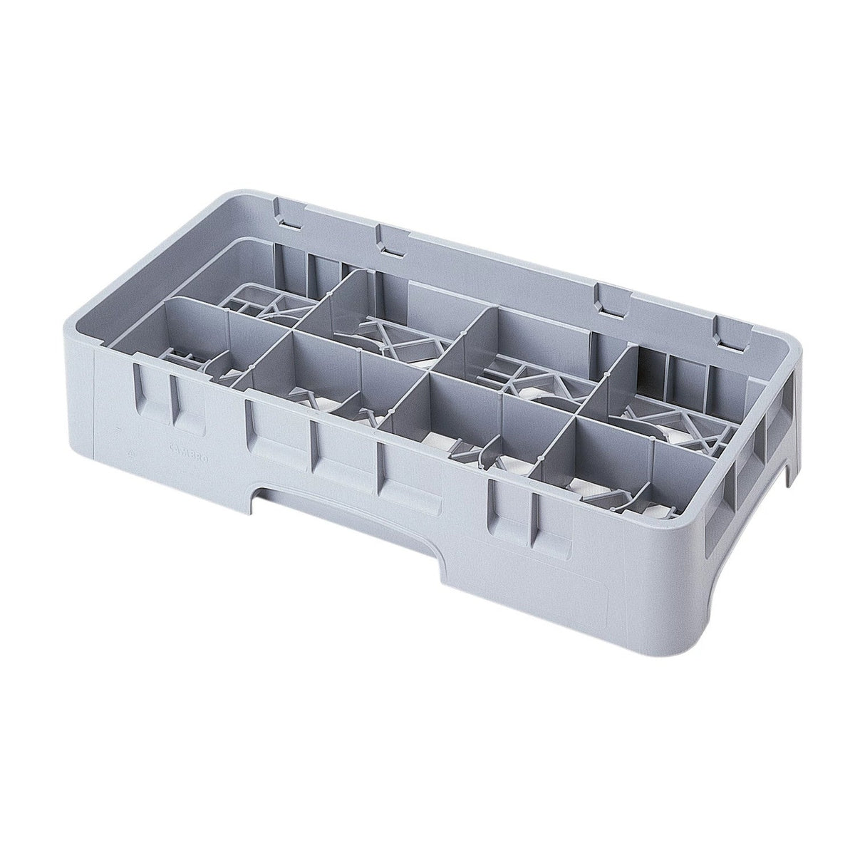 Cambro 8HC258151 Camrack Half Size, 8 Compartment Cup Rack, 2 5/8" Max Cup Height - Soft Gray