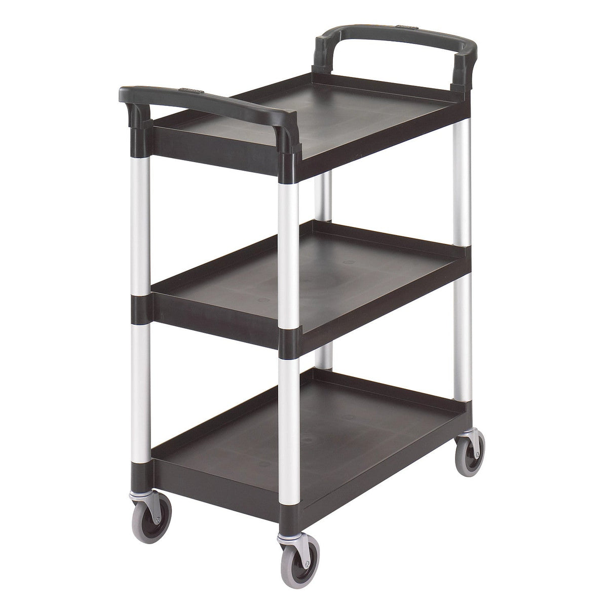 Cambro BC331KD110 KD Small Service Cart, 300 lb. Capacity, 32 7/8" x 16 1/4" x 38" - Black
