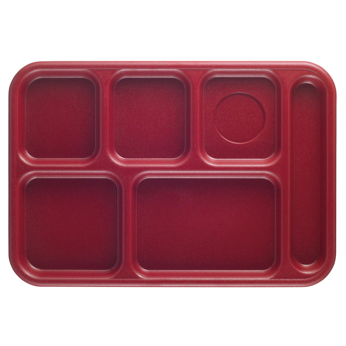 Cambro BCT1014416 Budget School Compartment Tray, 6 Compartments, 10" x 14 1/2" - Cranberry