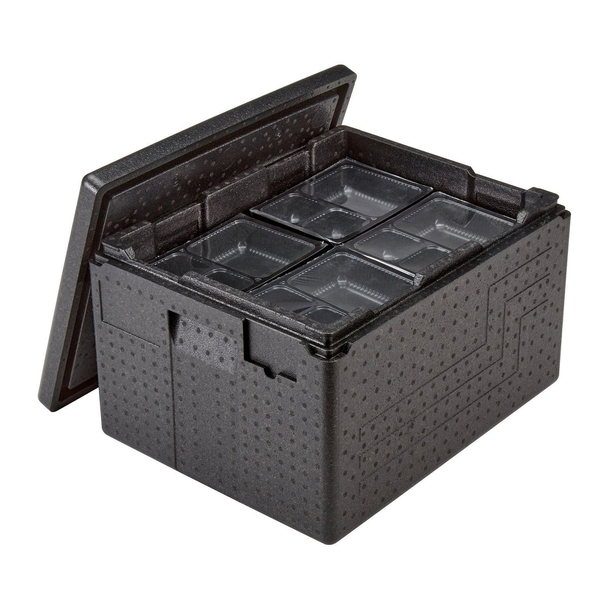 Cambro EPPMTSW110 Cam GoBox Insulated Carrier for Meal Trays, 20.5" x 16.23" x 12.63" - Black