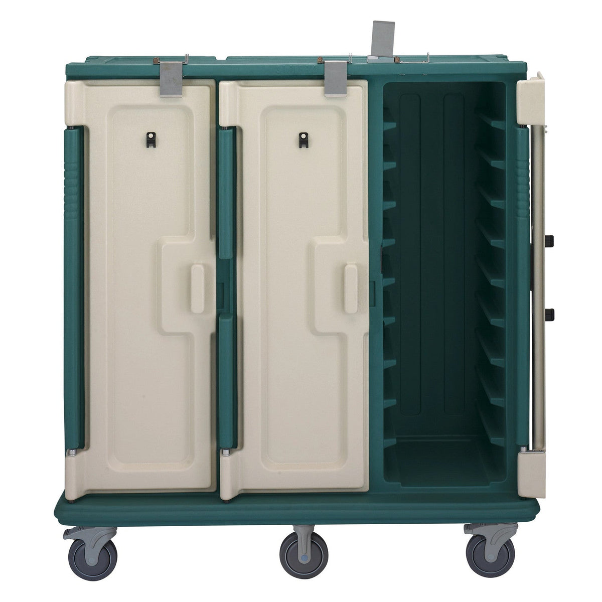 Cambro MDC1418T30192 30-Tray Insulated Meal Delivery Cart, 14" x 18" Trays - Granite Green