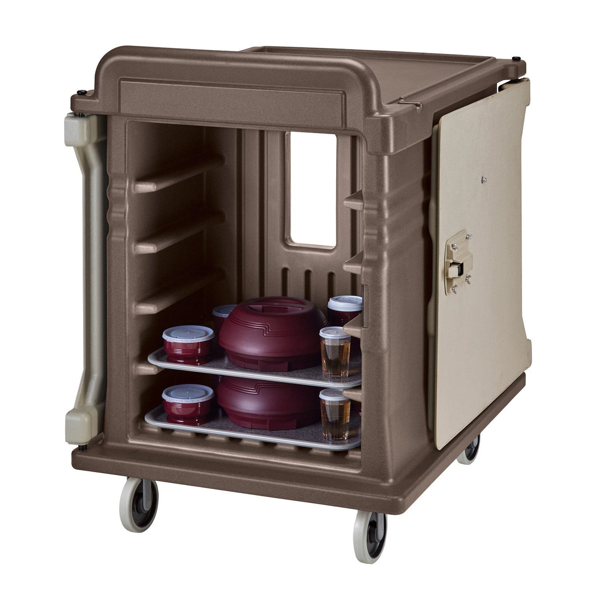 Cambro MDC1520S10D194 10-Tray Dual Access Insulated Meal Delivery Cart, 15" x 20" Trays - Granite Sand