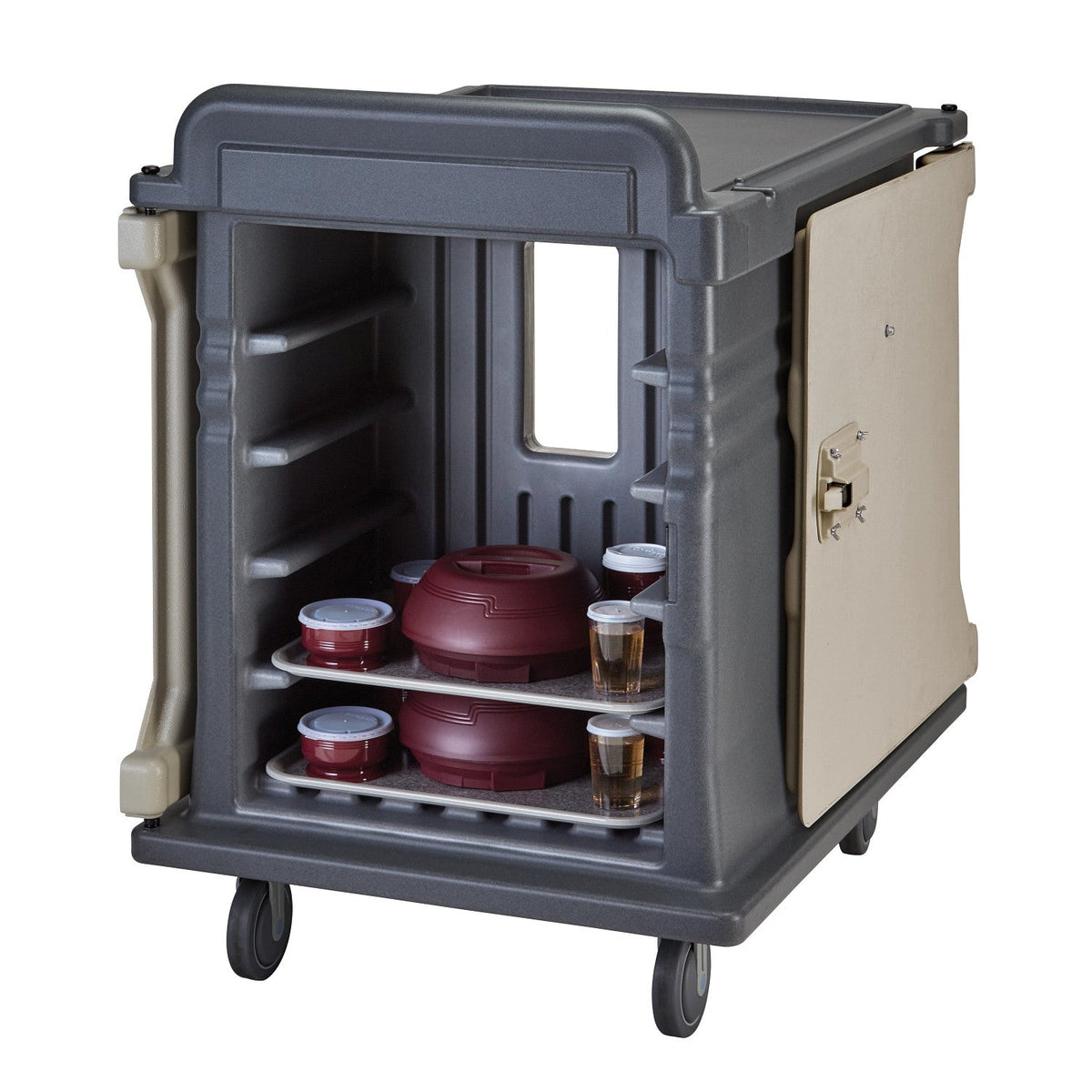 Cambro MDC1520S10DH191 10-Tray Dual Access Insulated Meal Delivery Cart, 15" x 20" Trays - Granite Gray