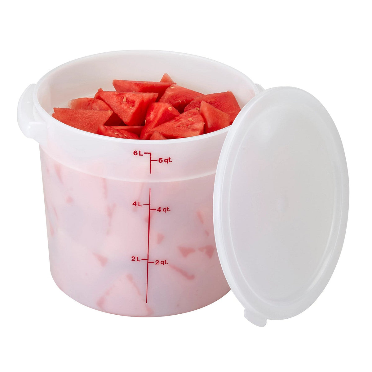 Cambro RFS6148 Poly CamRound Food Storage Container, 6 qt., White - White