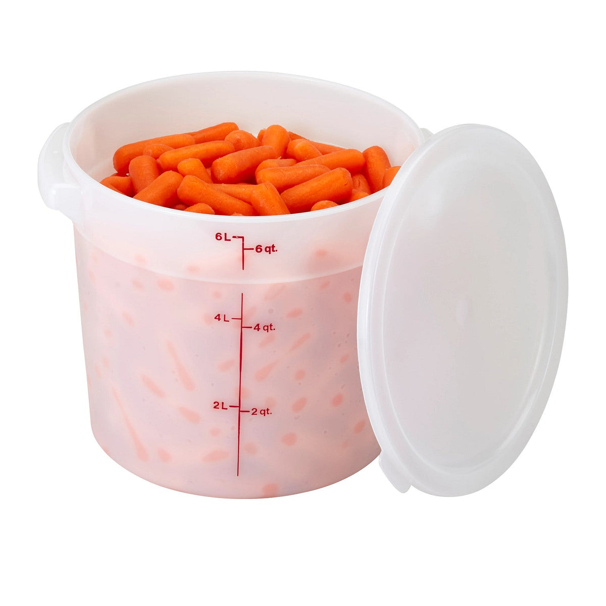 Cambro RFS6148 Poly CamRound Food Storage Container, 6 qt., White - White
