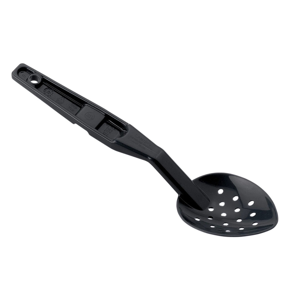 Cambro SPOP11CW110 Camwear Perforated Deli Spoon, 11 1/8" x 2 7/8" - Black