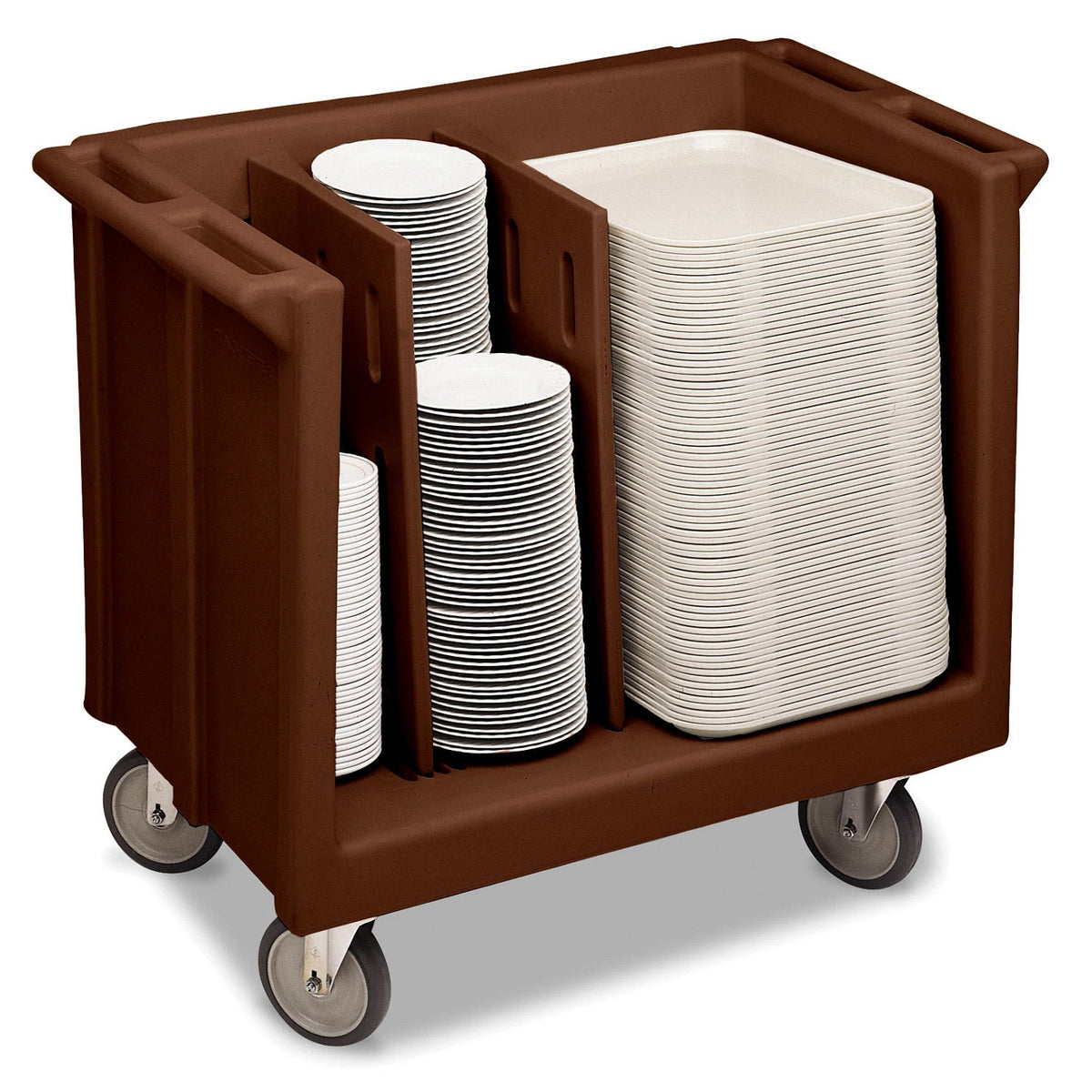 Cambro TDC30131 Adjustable Tray and Dish Cart, 2 Dividers, 23 1/4" x 38 7/8" x 34 1/2" - Dark Brown