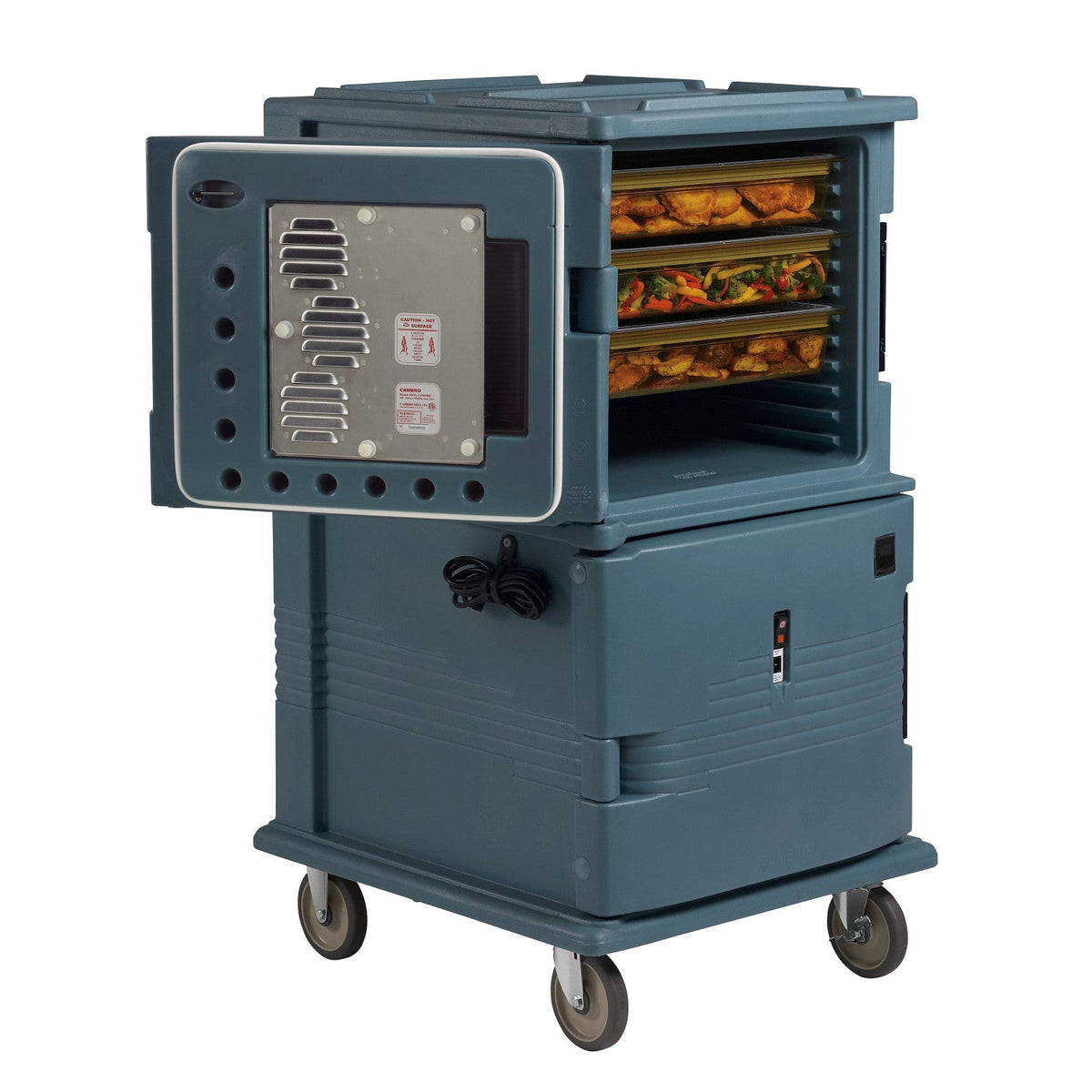 Cambro UPCH1600HD191 H-Series Heated Camcart, 110V, Heavy Duty Casters - Granite Gray