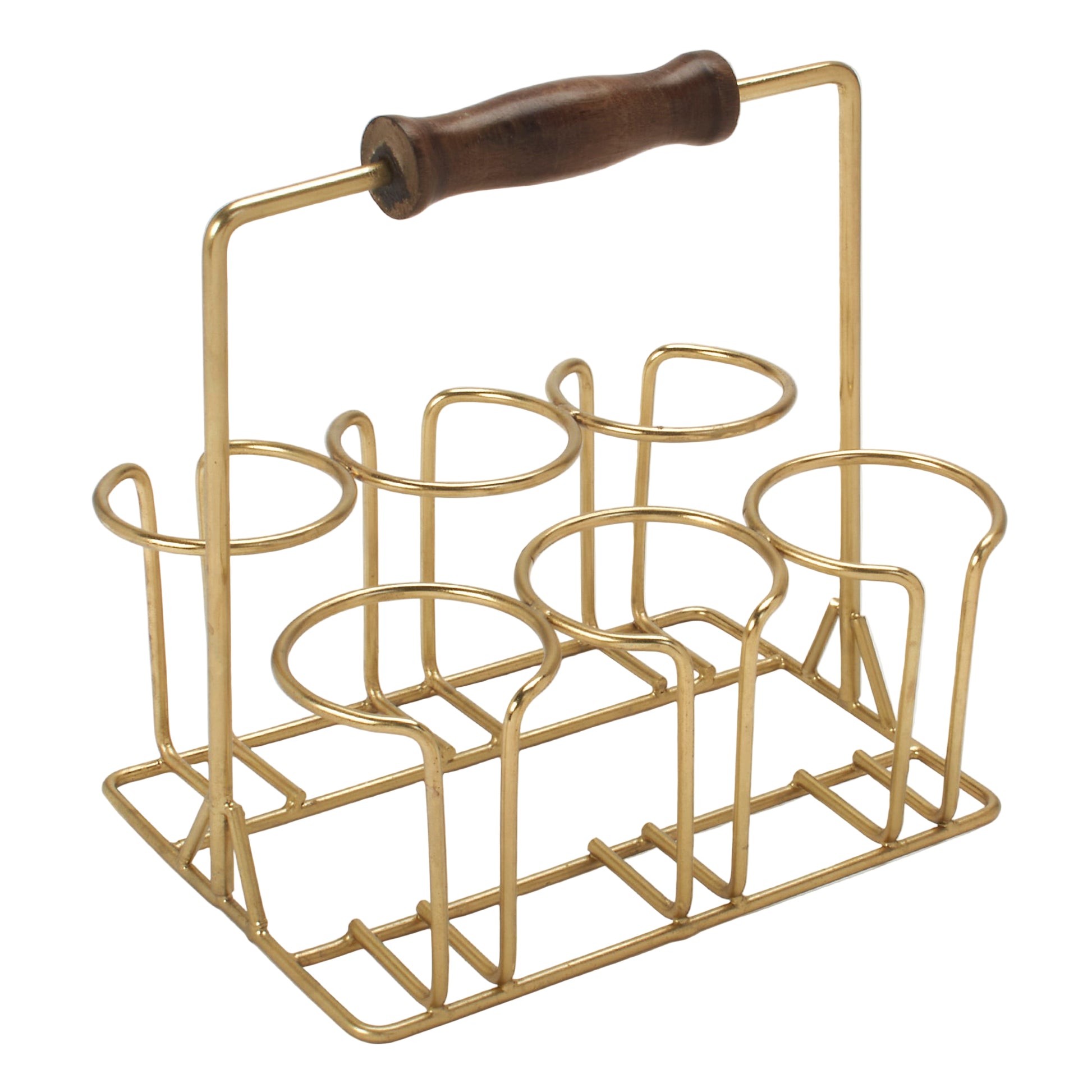 Chai Glass Carrier in Brass / Gold Finish - 6 Glass Capacity