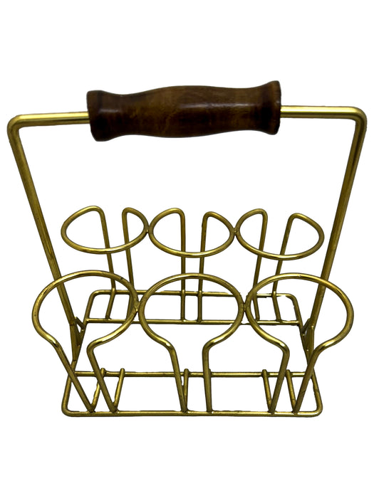 Chai Glass Carrier in Brass / Gold Finish - 6 Glass Capacity