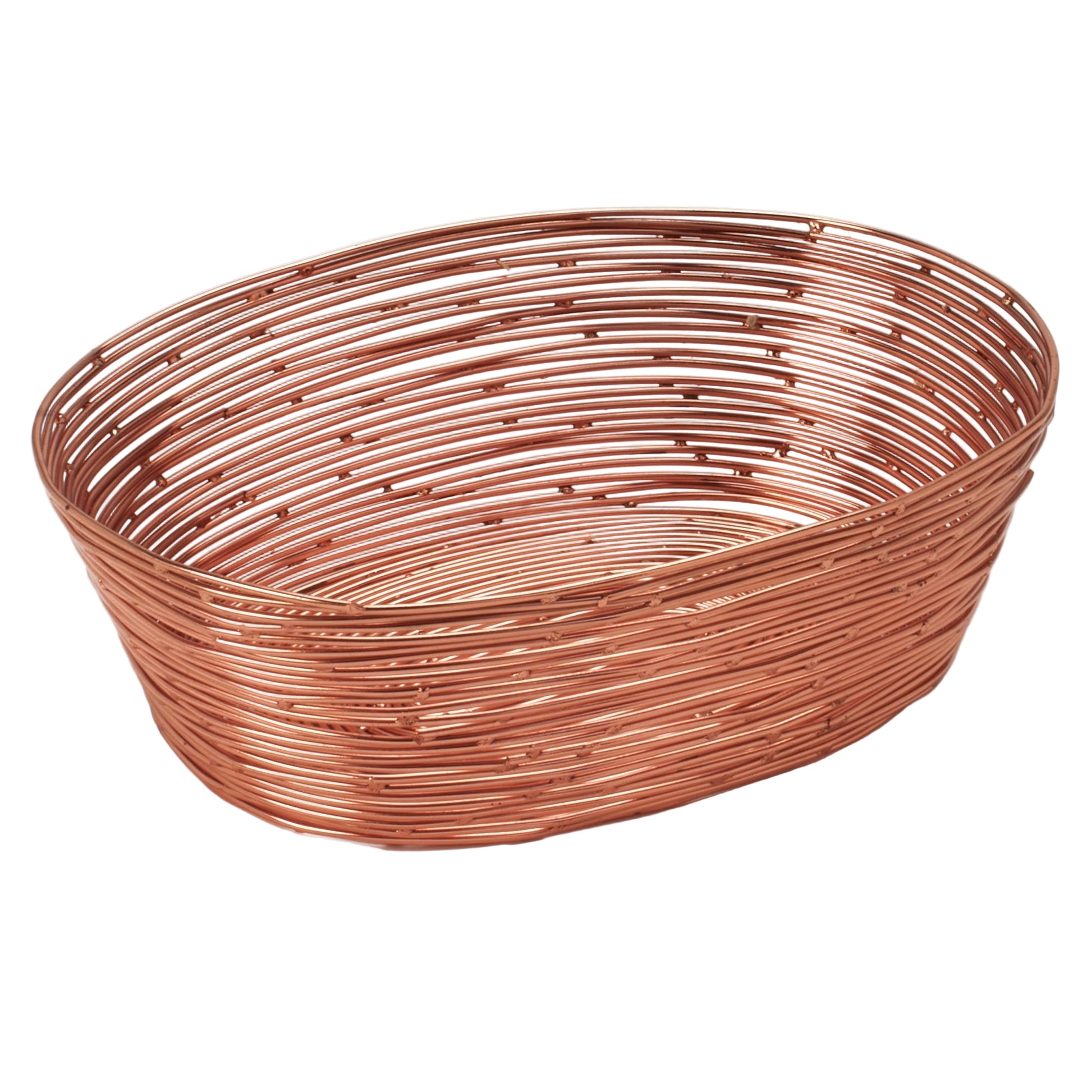 Copper Wire Oval Bread Basket - 8.6 Inch x 6 Inch