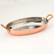 Stainless Steel Copper Oval Serving Dish - 32 Oz.
