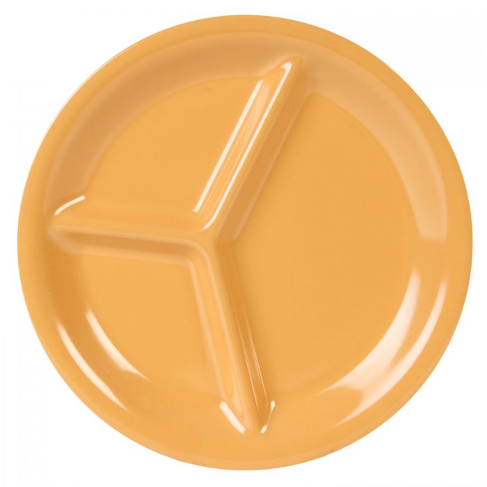 Thunder Group CR710YW, 10 1/4", 3 COMPARTMENT PLATE, YELLOW, Melamine, NSF, Case Pack of 12